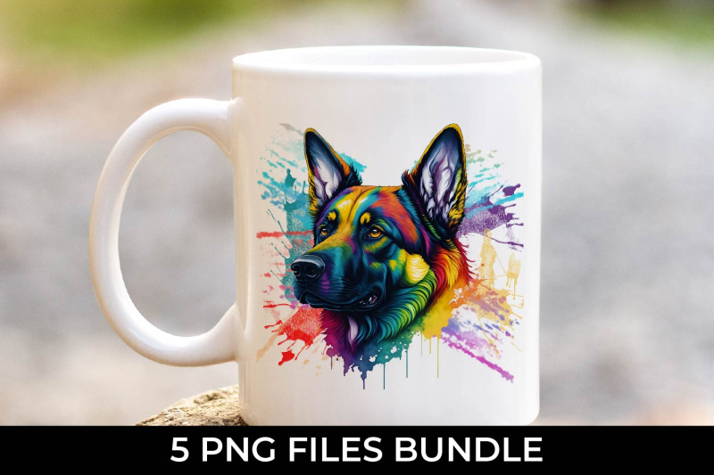 rainbow-german-shepherd-dog-watercolor-bundle