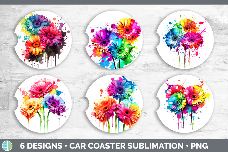 rainbow-gerbera-daisy-flowers-car-coaster-sublimation-coaster-design