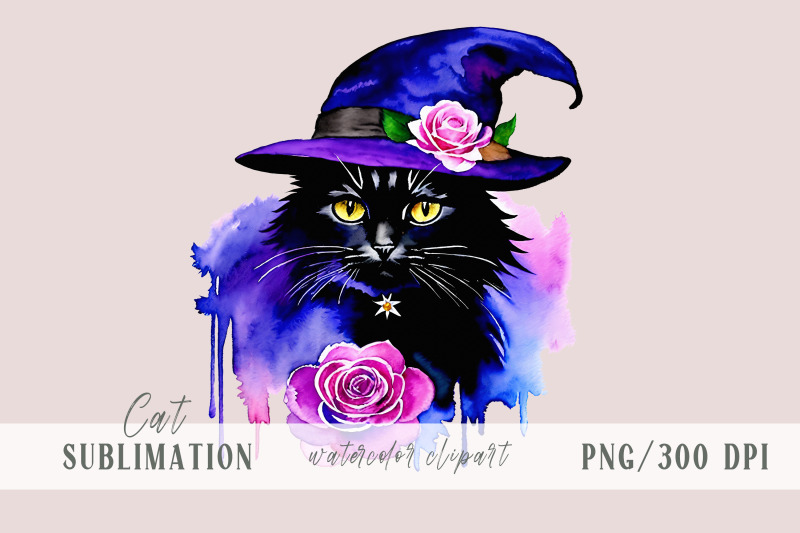 cute-watercolor-floral-cat-halloween-sublimation-1-png