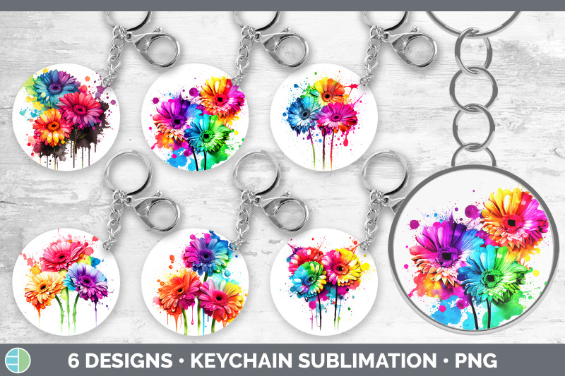 rainbow-gerbera-daisy-flowers-keychain-sublimation-keyring-designs-b