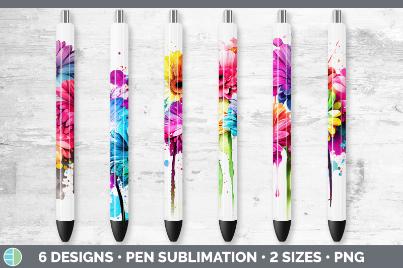 rainbow-gerbera-daisy-flowers-pen-wrap-sublimation-epoxy-pen-designs