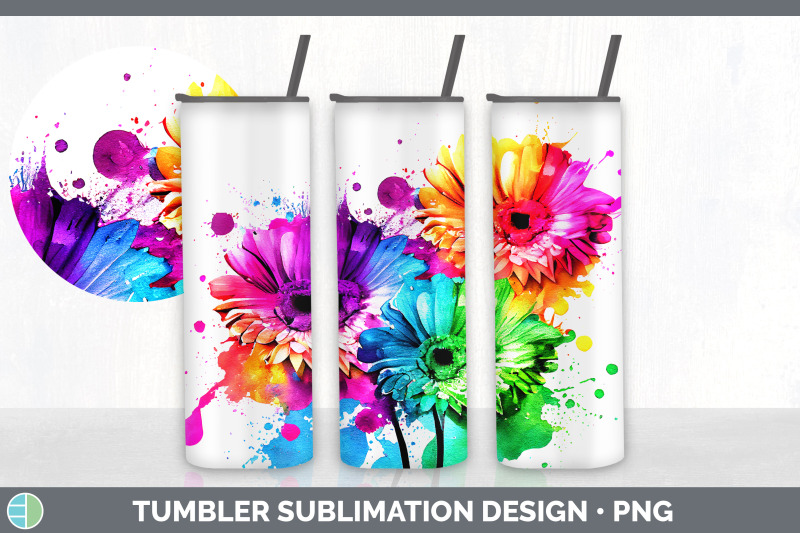 rainbow-gerbera-daisy-flowers-tumbler-sublimation-20-oz-skinny-tumbl