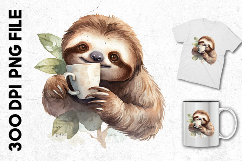 sloth-mama-with-coffee-mug-clipart