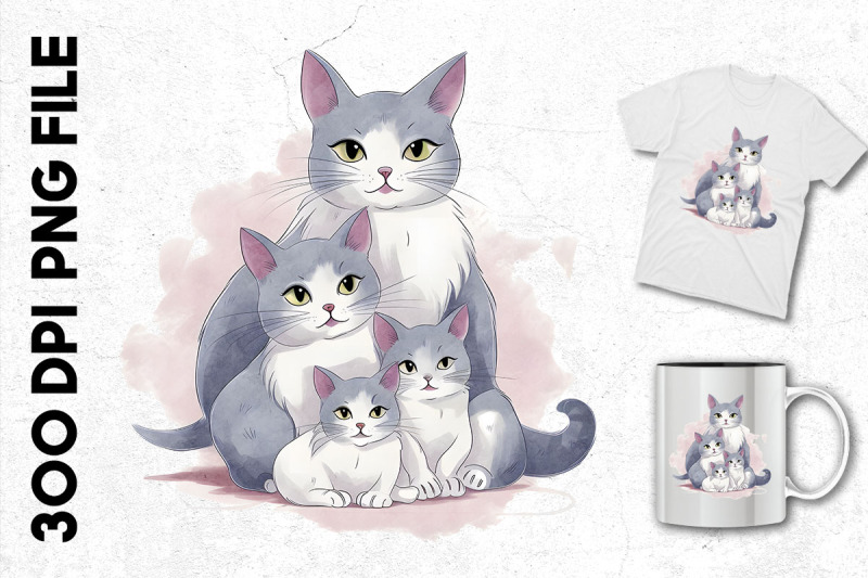 a-cat-with-her-kittens-clipart