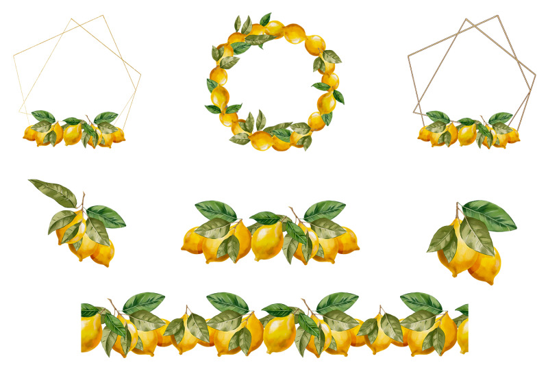 watercolor-lemon-clipart-lemon-wreath-and-branches-png