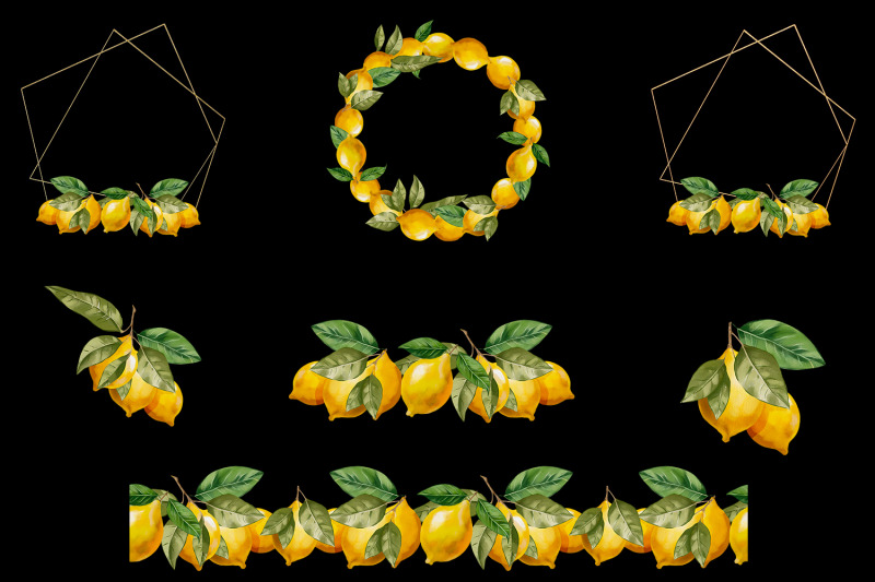 watercolor-lemon-clipart-lemon-wreath-and-branches-png