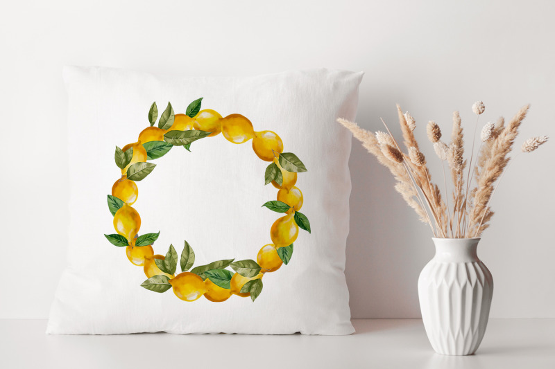 watercolor-lemon-clipart-lemon-wreath-and-branches-png