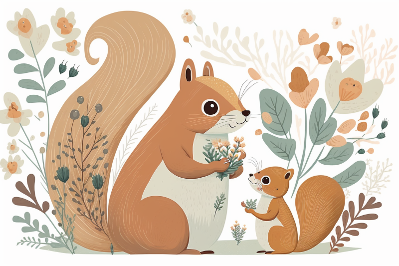 scandinavian-mom-and-baby-squirrel
