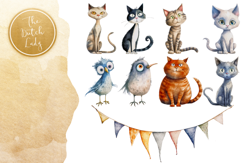 cute-cat-illustrations-clipart-set