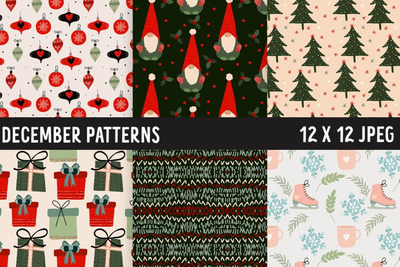 december-digital-paper-winter-seamless-patterns