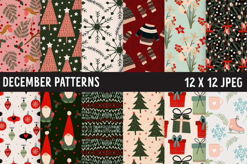 december-digital-paper-winter-seamless-patterns
