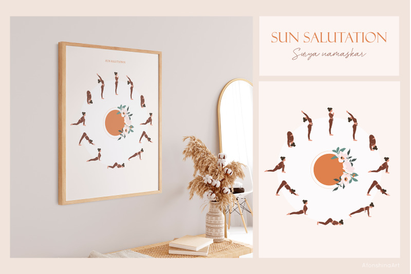 yoga-wall-art-sun-salutation-surya-namaskar-asanas