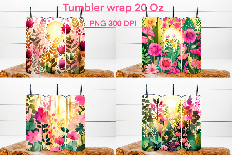 doodle-flower-tumbler-wrap-pink-flower-tumbler-sublimation