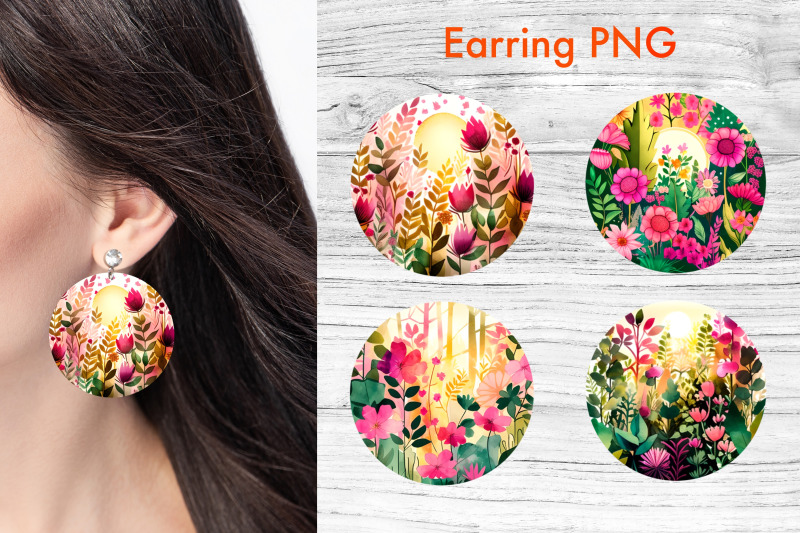 round-earring-flower-earring-sublimation