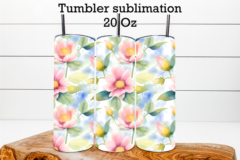 tumbler-sublimation-design-with-flower-pink-flower-pattern