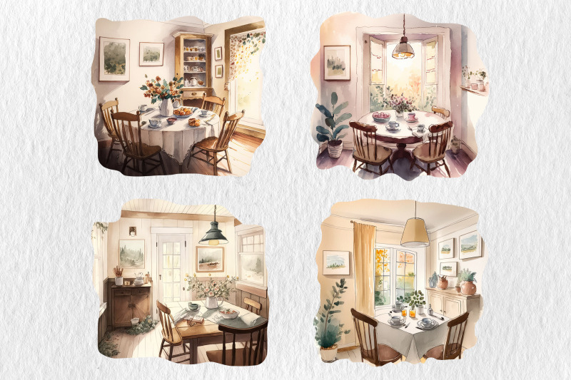 watercolor-dinning-room-clipart