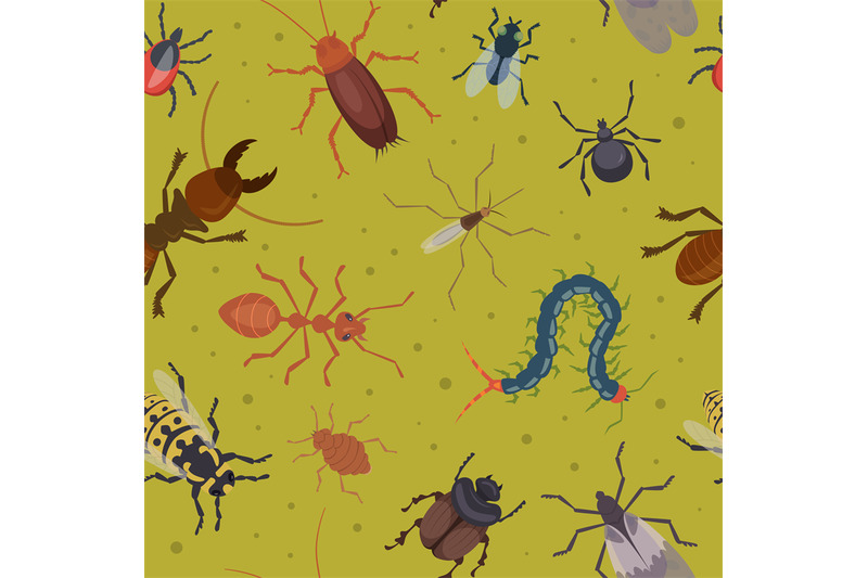 insects-pattern-ants-flea-roaches-harmful-bugs-illustrations-for-text