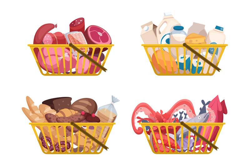 shopping-basket-bags-and-packages-with-groceries-organic-healthy-food