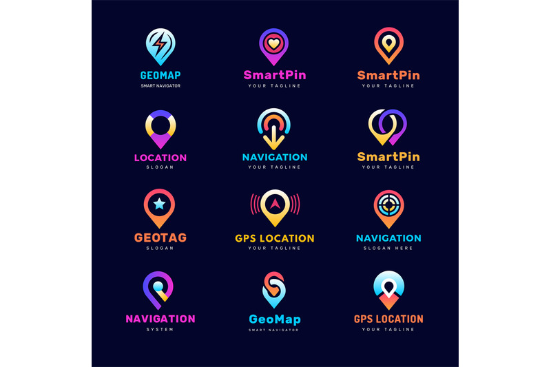 pin-logo-point-markers-abstract-local-drops-map-navigation-pins-recen