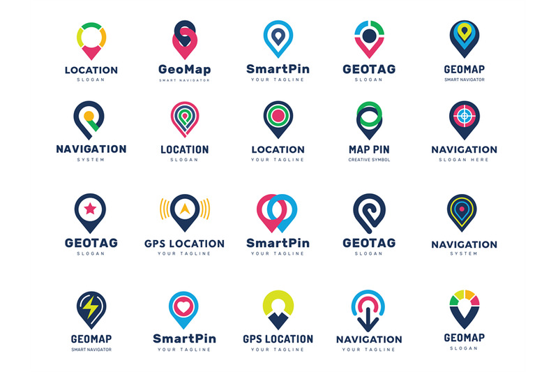 gps-logo-pin-stylized-drops-navigation-map-markers-recent-vector-temp