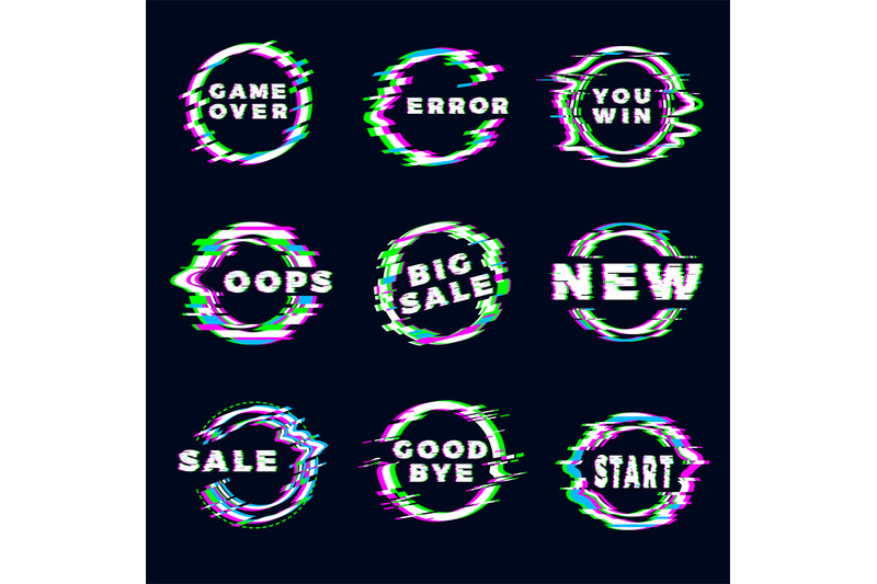 glitches-badges-grunge-abstract-circles-frames-with-personal-text-dig