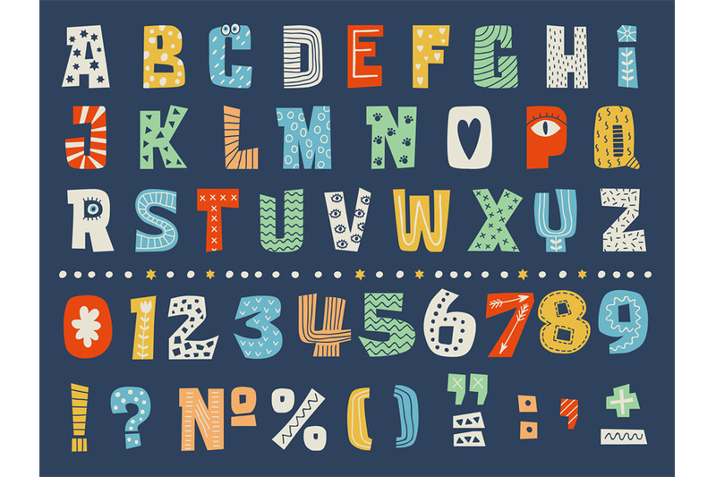 alphabet-letters-numbers-and-punctuation-marks-in-decorative-style-re