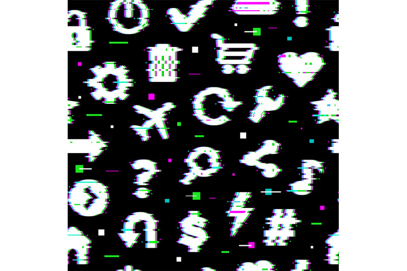 glitched-pattern-media-symbols-arrows-signs-for-web-ui-grunge-design