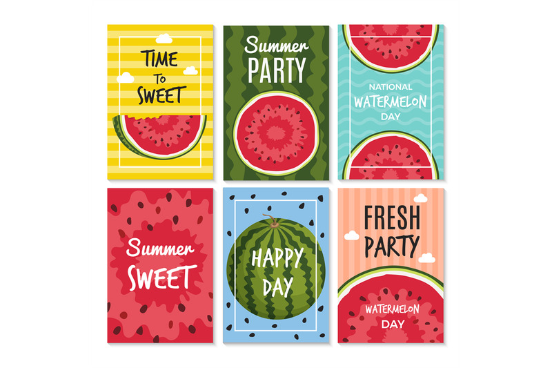 watermelon-banners-holiday-decorated-cards-with-sliced-fresh-healthy