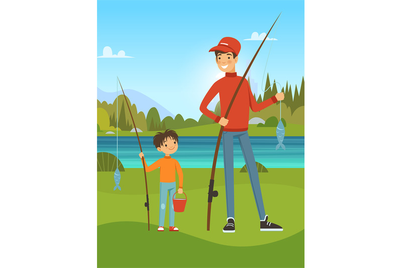 family-fishing-son-and-father-outdoor-fishing-and-spend-time-together