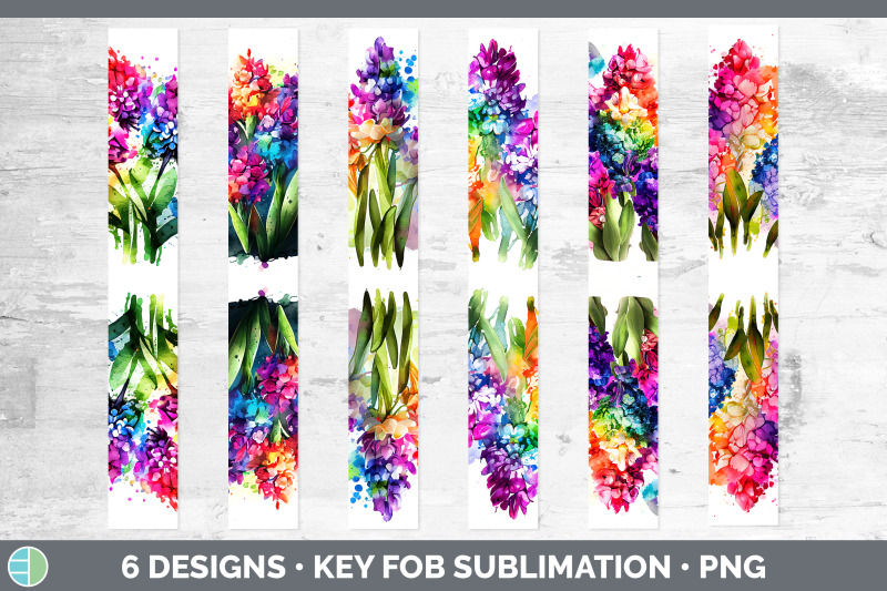 rainbow-hyacinth-flowers-key-fob-sublimation-wristlet-designs-bundle