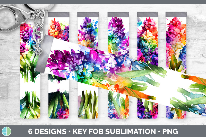 rainbow-hyacinth-flowers-key-fob-sublimation-wristlet-designs-bundle