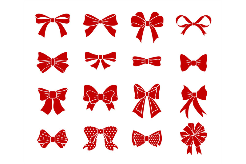 flat-red-bows-scarlet-bow-ribbons-silhouettes-cartoon-holiday-presen