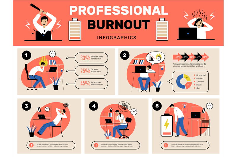 burnout-infographic-template-busy-managers-tired-workers-overload-dai