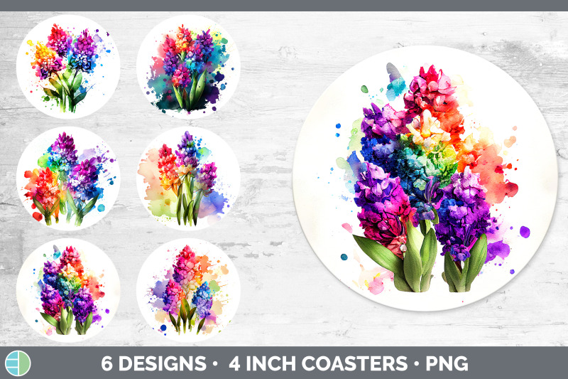 rainbow-hyacinth-flowers-round-coaster-sublimation-coaster-designs-b