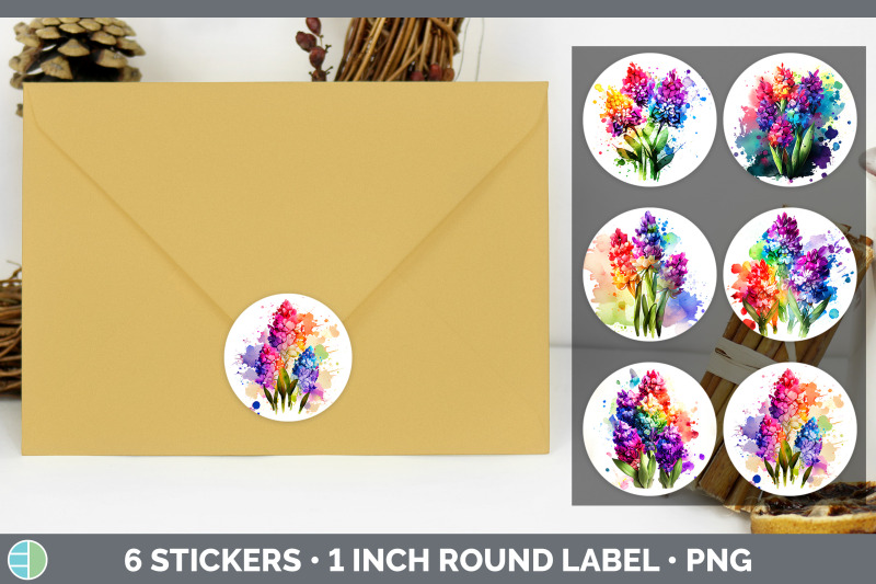 rainbow-hyacinth-flowers-stickers-round-labels-designs-bundle