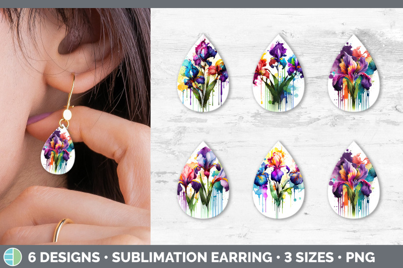 rainbow-iris-flowers-teardrop-earrings-sublimation-earrings-designs