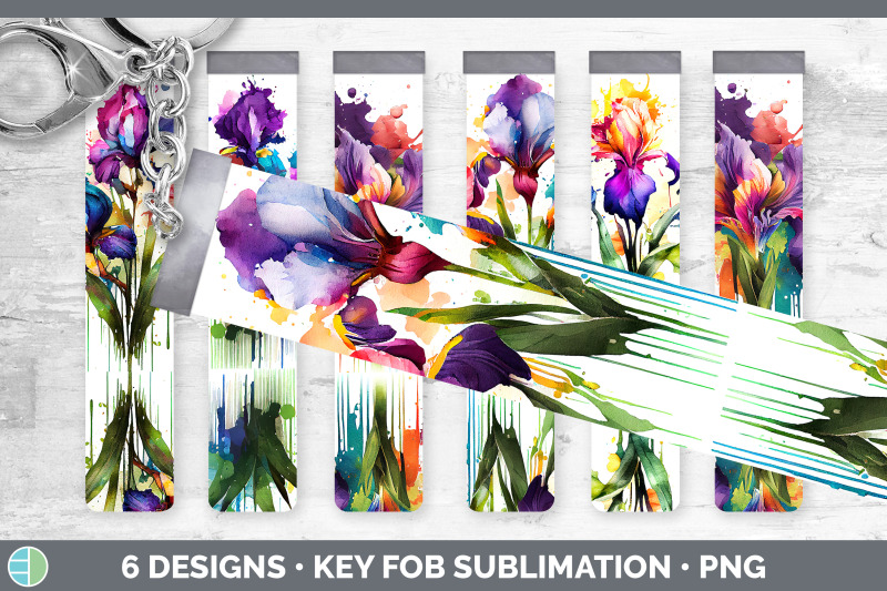 rainbow-iris-flowers-key-fob-sublimation-wristlet-designs-bundle