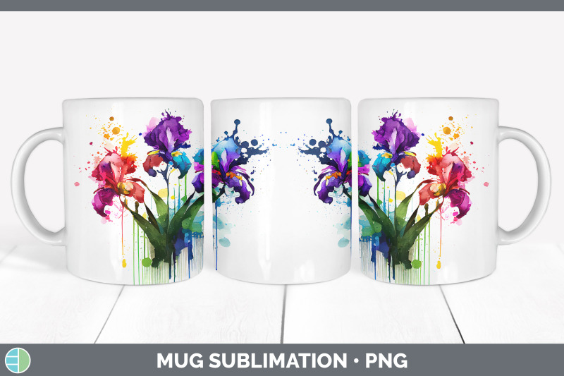 rainbow-iris-flowers-mug-wrap-sublimation-coffee-cup-designs-bundle