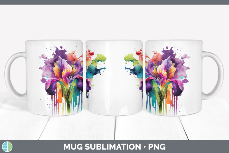 rainbow-iris-flowers-mug-wrap-sublimation-coffee-cup-designs-bundle