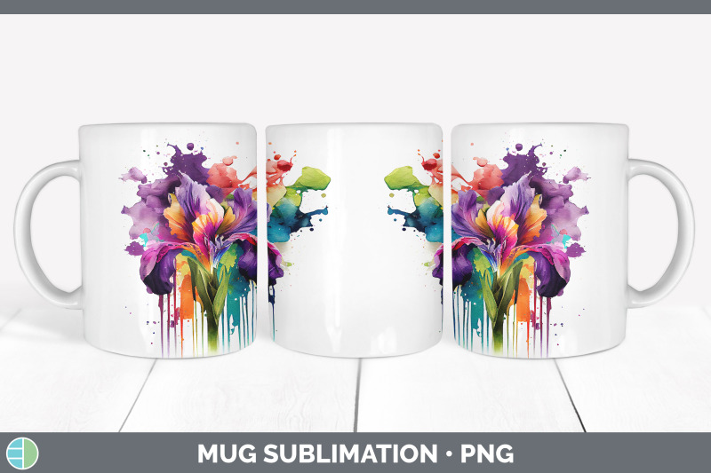 rainbow-iris-flowers-mug-wrap-sublimation-coffee-cup-designs-bundle