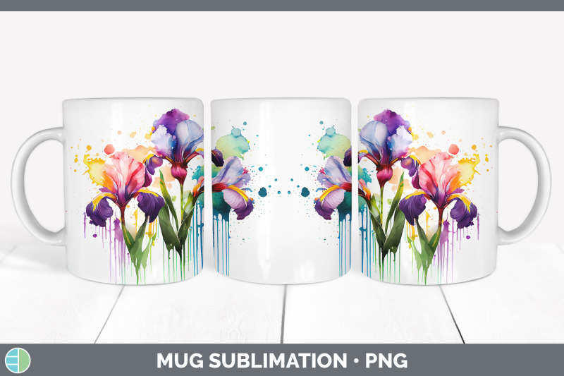 rainbow-iris-flowers-mug-wrap-sublimation-coffee-cup-designs-bundle