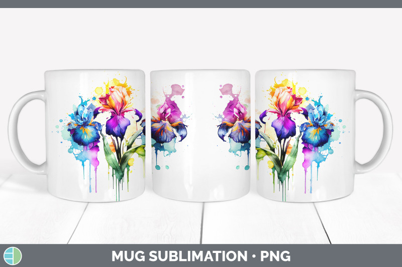 rainbow-iris-flowers-mug-wrap-sublimation-coffee-cup-designs-bundle