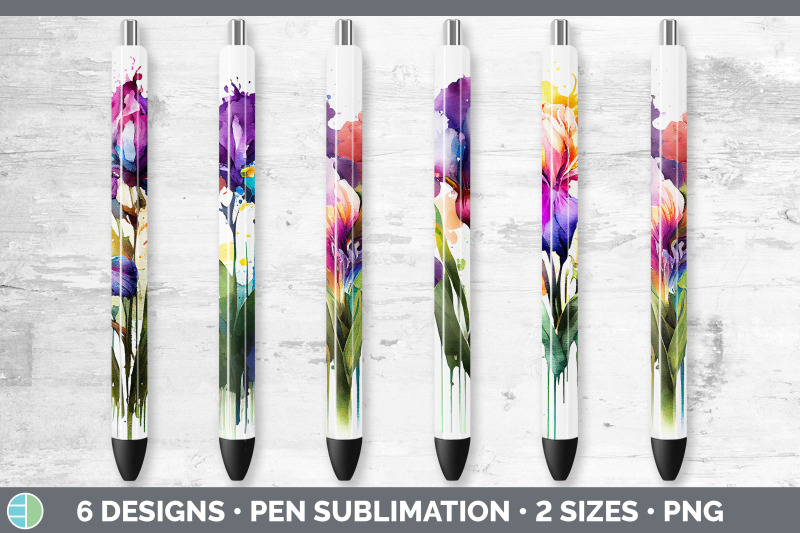 rainbow-iris-flowers-pen-wrap-sublimation-epoxy-pen-designs-bundle