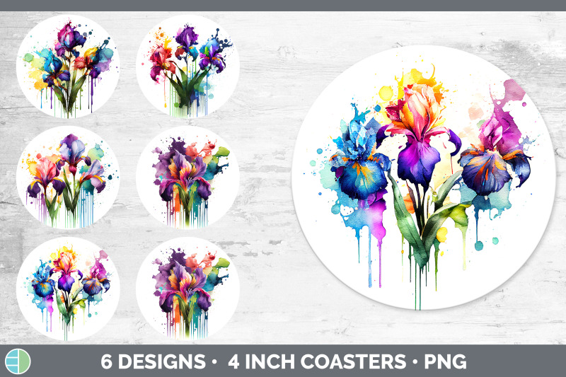 rainbow-iris-flowers-round-coaster-sublimation-coaster-designs-bundl