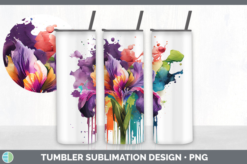 rainbow-iris-flowers-tumbler-sublimation-20-oz-skinny-tumbler-design