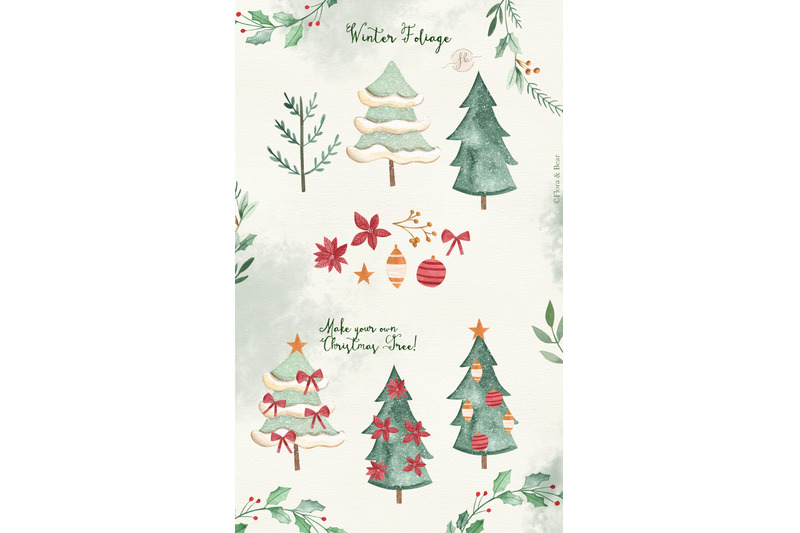 christmas-watercolor-illustration-santa-claus-elf-snowmen