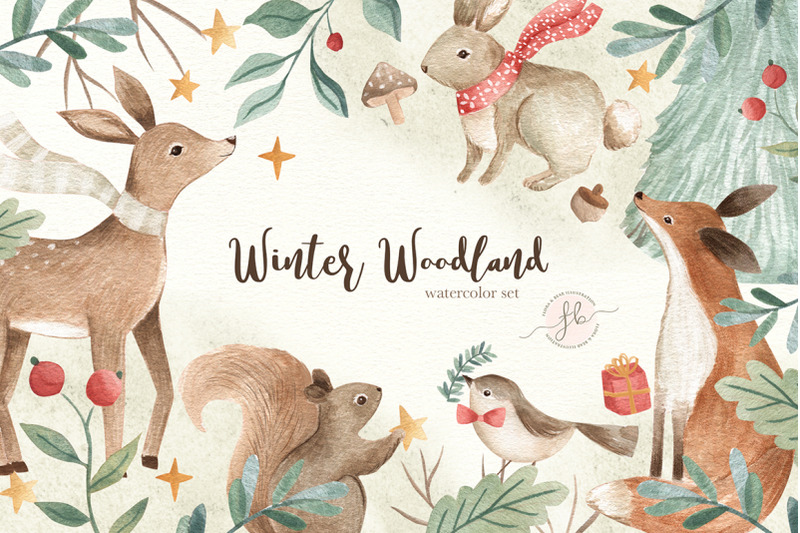 winter-woodland-watercolor-christmas-clipart-set