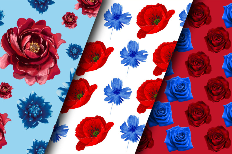 red-amp-blue-watercolor-flowers-digital-papers