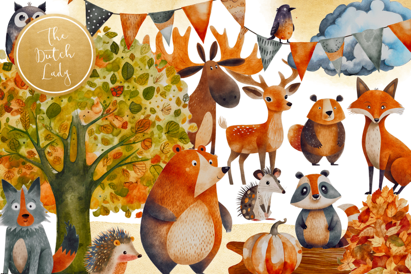 autumn-animals-clipart-set