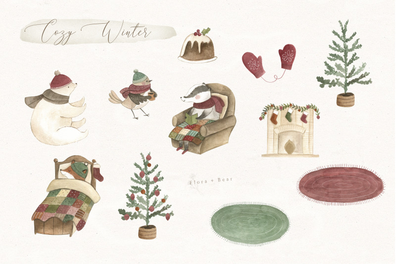 winter-holidays-cozy-watercolor-animals